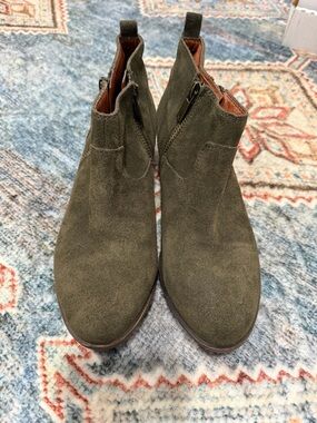 Lucky Brand Olive Green Suede Ankle Booties